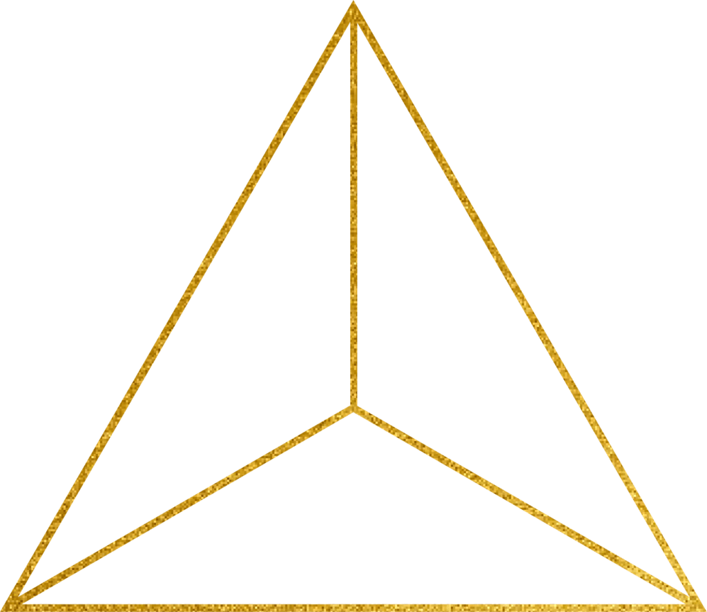 A triangle with gold lines on it.