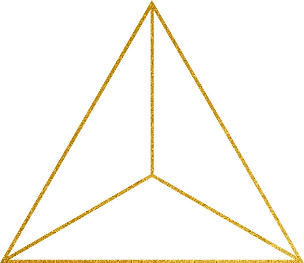 A triangle with gold lines on it.