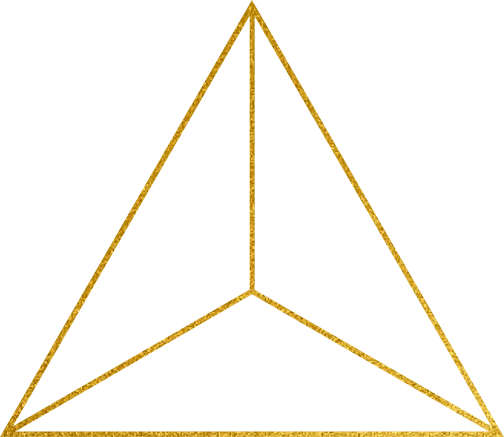 A triangle with gold lines on it.