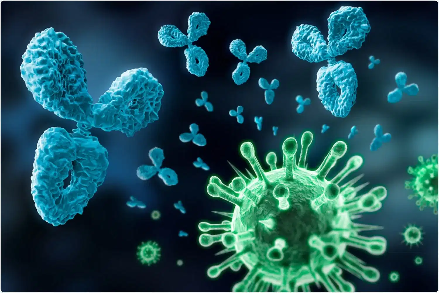 A close up of viruses and bacteria